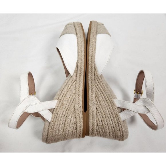 Cole Haan Sz. 10.5 B Cloudfeel Espadrille Wedge Sandals In White/Taupe NWOT - Picture 6 of 9